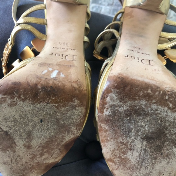 Dior gold and torquoise sz 6.5 platform sandal - Picture 5 of 7